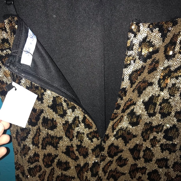 Sequin Leopard Mini Bodycon Dress shimmer Small - Picture 5 of 7